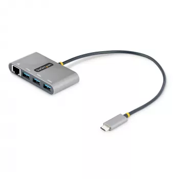 StarTech.com hub USB-C 3 θυρών με Ethernet - 3x USB-A - Gigabit Ethernet - USB 3.0 5Gbps - bus-powered - καλώδιο host USB Type-C 1ft/30cm - GbE - φορητό hub USB-C σε USB-A