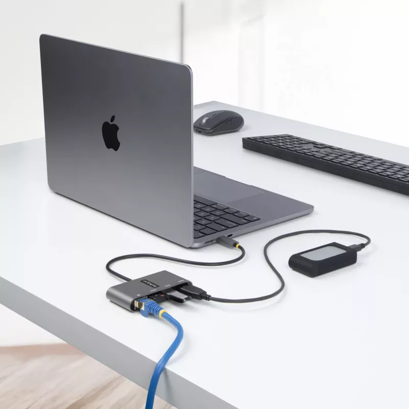 StarTech.com hub USB-C 3 θυρών με Ethernet - 3x USB-A - Gigabit Ethernet - USB 3.0 5Gbps - bus-powered - καλώδιο host USB Type-C 1ft/30cm - GbE - φορητό hub USB-C σε USB-A