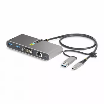 StarTech.com Hub USB-C 2 θυρών με Ethernet και RS-232, συνδεδεμένο dongle USB-C σε USB-A, 100 W PD pass-through, 2x USB-A 5 Gbit/s, Gigabit Ethernet, RS232 Σειριακό (FTDI)
