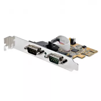 StarTech.com Κάρτα σειριακών διεπαφών PCI Express 2 θυρών, κάρτα PCIe σε RS232 (DB9) διπλής θύρας, 16C1050 UART, βραχίονες Low/Full Profile, COM Retention, για Windows/Linux