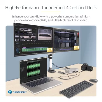 StarTech.com Καθολικός σταθμός σύνδεσης USB4 & Thunderbolt 4, τετραπλή οθόνη σε Windows, διπλή οθόνη σε MacBook, Dock HDMI DP με λειτουργία φόρτισης laptop 98W
