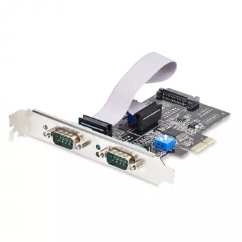 StarTech.com Κάρτα σειριακή PCIe 2 θυρών, κάρτα PCI Express σε RS232/RS422/RS485 (DB9) διπλής θύρας, περιλαμβάνονται βραχίονες Low-Profile, 16C1050 UART, Windows/Linux, συμμορφούμενη με TAA – προστασία ESD Level 4