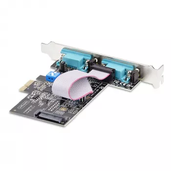 StarTech.com Κάρτα σειριακή PCIe 2 θυρών, κάρτα PCI Express σε RS232/RS422/RS485 (DB9) διπλής θύρας, περιλαμβάνονται βραχίονες Low-Profile, 16C1050 UART, Windows/Linux, συμμορφούμενη με TAA – προστασία ESD Level 4