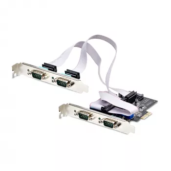 StarTech.com 4-Port σειριακή κάρτα PCIe, Quad-Port PCI Express σε RS232/RS422/RS485 (DB9) σειριακή κάρτα, βάση Low-Profile στη συσκευασία, 16C1050 UART, Windows/Linux, συμμορφώνεται με TAA – προστασία ESD Level 4