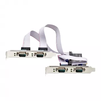 StarTech.com 4-Port σειριακή κάρτα PCIe, Quad-Port PCI Express σε RS232/RS422/RS485 (DB9) σειριακή κάρτα, βάση Low-Profile στη συσκευασία, 16C1050 UART, Windows/Linux, συμμορφώνεται με TAA – προστασία ESD Level 4