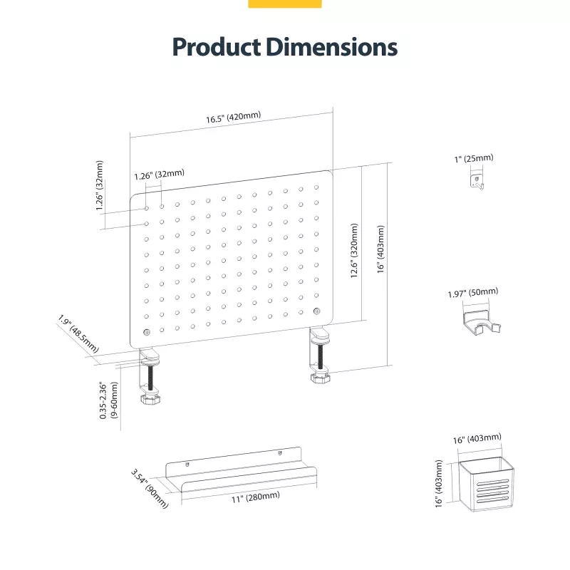 StarTech.com 1612B-DESK-PEGBOARD σετ οργάνωσης γραφείου 1 τεμ.