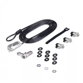 StarTech.com Laptop/Desktop & Peripheral Lock Kit, κλειδαριά ασφαλείας κατά κλοπής, K-Slot, καλώδιο χάλυβα 9,8 ποδιών (3 m), 3 συσκευές, προσαρμοζόμενος 4ψήφιος κωδικός – TAA