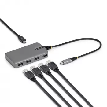 StarTech.com 4-Port USB-C hub, 5 Gbit/s, bus-powered, USB-C σε 4x USB-A hub με USB-C βοηθητική είσοδο τροφοδοσίας, καλώδιο host 1ft/30cm, φορητό USB hub για desktop/laptop