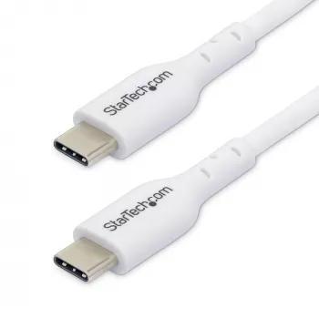 StarTech.com 3m (9.8ft) λευκό καλώδιο φόρτισης USB-C, καλώδιο USB-C, USB 2.0 Type-C καλώδιο φόρτισης laptop, 60W 3A Power Delivery, περίβλημα TPE, καλώδιο μεταφοράς δεδομένων USB-C, M/M