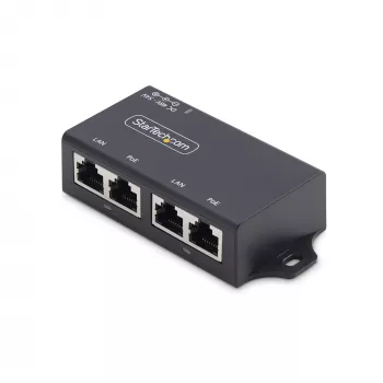StarTech.com Εγχυτήρας PoE+ Midspan 2 θυρών Gigabit, 10/100/1000 Mbit/s, PoE+ (802.3af/at), 30W, Ethernet 1 Gbit/s, επιτοίχια τοποθέτηση, unmanaged Inline Power over Ethernet