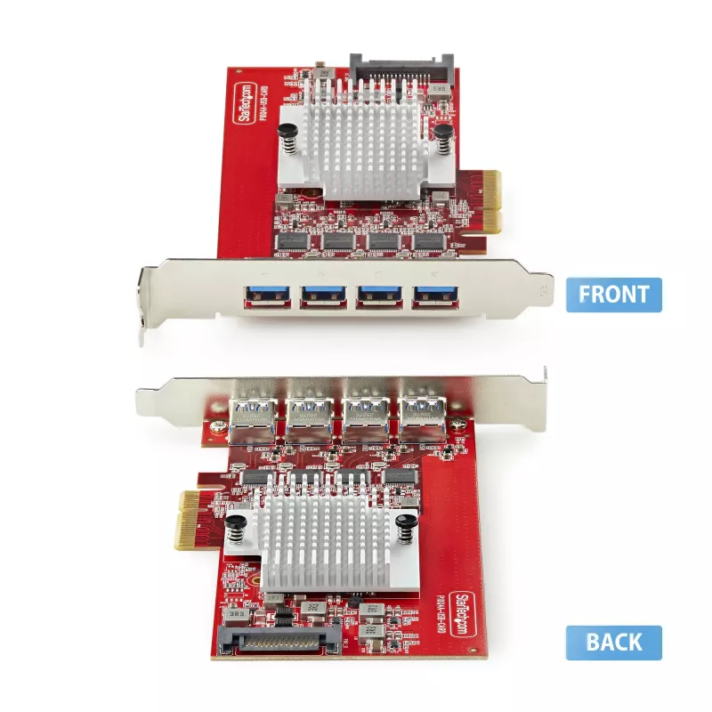 StarTech.com Κάρτα USB-A PCIe 4 θυρών, USB 3.2 10 Gbit/s, κάρτα επέκτασης PCI Express 3.0, 4x ανεξάρτητος ελεγκτής USB, Windows/Linux/macOS, συμμορφούμενη με TAA