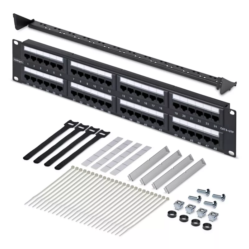 StarTech.com Patch panel Cat6 48 θυρών 2U Rackmount, RJ45, UTP, 110 Punch-Down, patch panel Ethernet Cat 6 για rack διακομιστή δικτύου