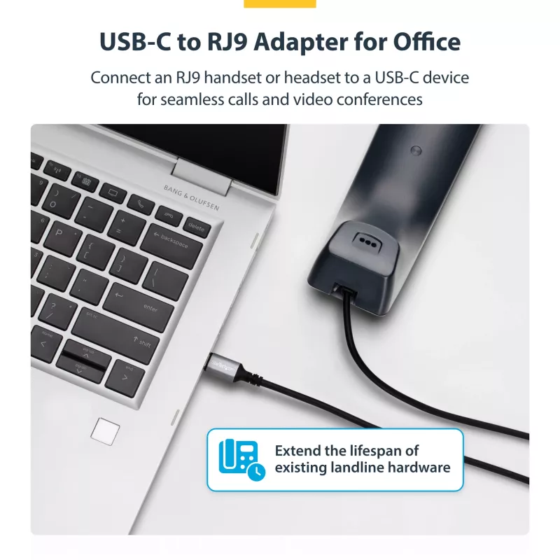 StarTech.com UR9-HEADSET-ADAPTER Προσαρμογέας καλωδίου USB-C RJ-9 μαύρο