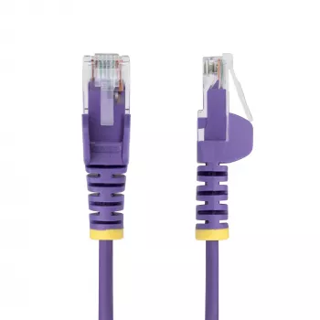 StarTech.com Καλώδιο Ethernet CAT6 λεπτό μωβ 2,5 m, χωρίς γλωττίδα, 100 W PoE, UTP, LSZH, 28AWG καθαρός γυμνός χαλκός, λεπτό καλώδιο δικτύου RJ45 patch με ανακούφιση έλξης, ελεγμένο μεμονωμένα
