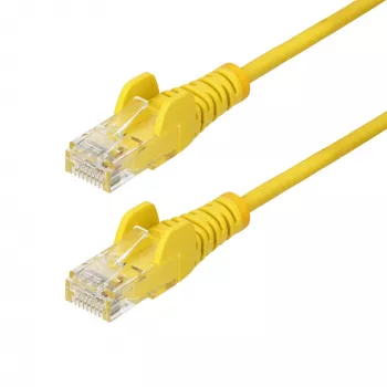 StarTech.com 50 cm κίτρινο λεπτό καλώδιο Ethernet CAT6, βύσμα RJ45 με προστασία γλωττίδων, 100 W PoE, UTP, LSZH, 28 AWG, καθαρός γυμνός χαλκός, λεπτό καλώδιο δικτύου patch με ανακούφιση έλξης, ελεγμένο μεμονωμένα