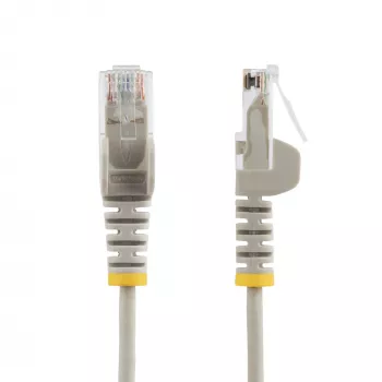 StarTech.com 15m γκρι λεπτό καλώδιο Ethernet CAT6, χωρίς γλωττίδες, 100W PoE, UTP, LSZH, 28AWG καθαρό γυμνό σύρμα χαλκού, λεπτό καλώδιο δικτύου RJ45 patch με ανακούφιση έλξης, ελεγμένο μεμονωμένα