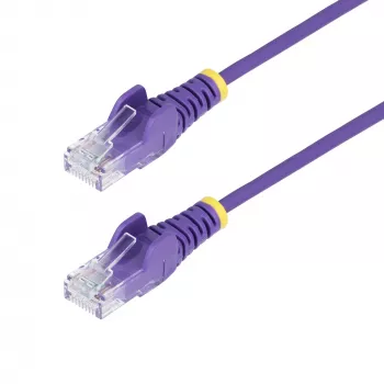 StarTech.com 15m μωβ λεπτό καλώδιο Ethernet CAT6, κλιπ χωρίς γλωττίδες, 100W PoE, UTP, LSZH, 28AWG αγωγός καθαρού χαλκού, λεπτό καλώδιο δικτύου RJ45 patch με ανακούφιση έλξης, ελεγμένο μεμονωμένα