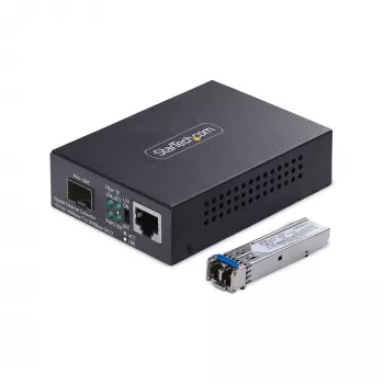 StarTech.com μετατροπέας μέσου Gigabit Ethernet χαλκού σε οπτική ίνα, SM LC, 40 km, 10/100/1000 Mbit/s, RJ45 σε LC, πλήρως μεταλλικό, 9K Jumbo Frames, συμμορφούμενο με TAA