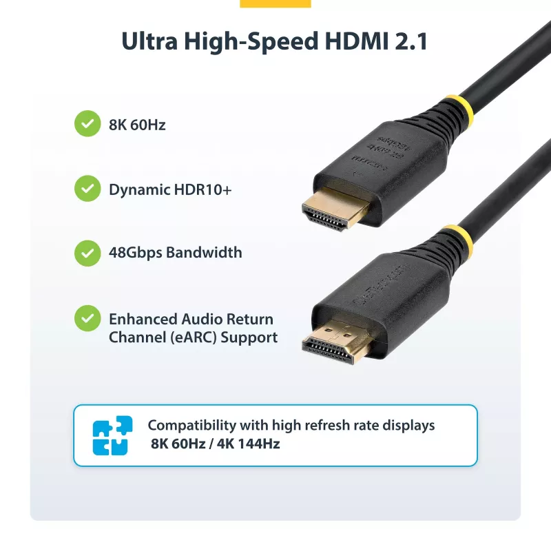 StarTech.com HDMI21-CBL-8K60-50CM Καλώδιο HDMI 0,5 m HDMI Type-A (Standard) Μαύρο