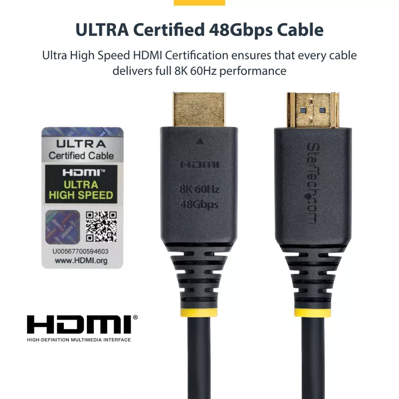 StarTech.com HDMI21-CBL-8K60-50CM Καλώδιο HDMI 0,5 m HDMI Type-A (Standard) Μαύρο