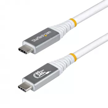 StarTech.com Καλώδιο USB4 1m (3ft), 80 Gbit/s, πιστοποιημένο από USB-IF καλώδιο USB-C, 240 W PD, 8K 120 Hz/4K 240 Hz DP2.1 DP80, περίβλημα TPE, συμβατό με Thunderbolt 4 – Λευκό καλώδιο USB-C