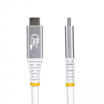 StarTech.com Καλώδιο USB4 50cm (1,6ft), 80Gbps, πιστοποιημένο από USB-IF καλώδιο USB-C, 240W PD, 8K 120Hz/4K 240Hz DP2.1 DP80, περίβλημα TPE, συμβατό με Thunderbolt 4 – Λευκό καλώδιο USB-C