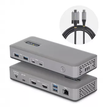StarTech.com Σταθμός σύνδεσης USB-C για διπλή οθόνη, HDMI, 4K 60Hz, φόρτιση laptop 100W, 1GbE, χωρίς οδηγούς, dock πολλαπλών οθονών για Windows