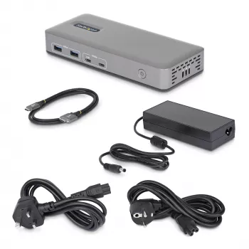 StarTech.com Σταθμός σύνδεσης USB-C για διπλή οθόνη, HDMI, 4K 60Hz, φόρτιση laptop 100W, 1GbE, χωρίς οδηγούς, dock πολλαπλών οθονών για Windows