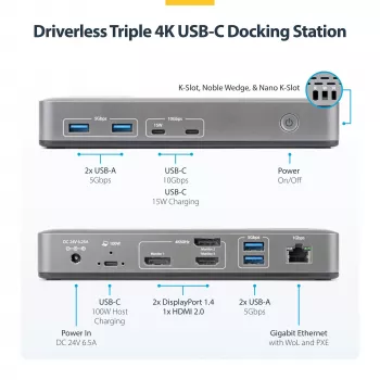 StarTech.com 199UE-USBC-DOCK Σταθμός σύνδεσης laptop/αντιγραφέας θυρών Ενσύρματο USB 3.2 Gen 2 (3.1 Gen 2) Type-C Γκρι