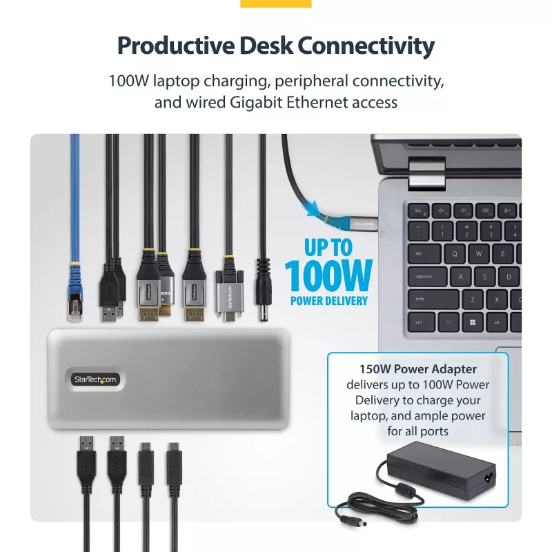 StarTech.com 199UE-USBC-DOCK Σταθμός σύνδεσης laptop/αντιγραφέας θυρών Ενσύρματο USB 3.2 Gen 2 (3.1 Gen 2) Type-C Γκρι