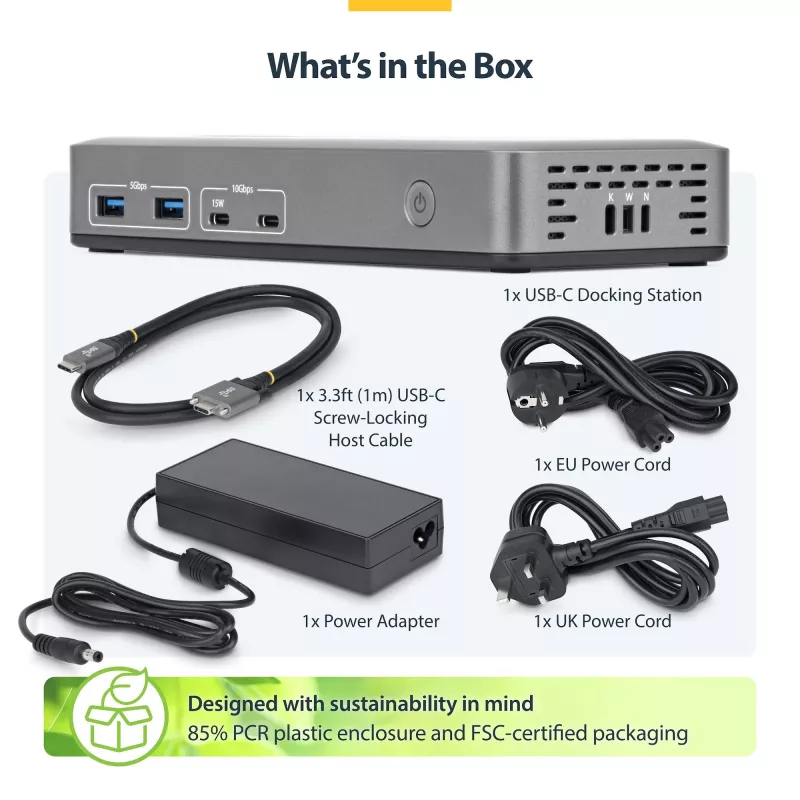 StarTech.com 199UE-USBC-DOCK Σταθμός σύνδεσης laptop/αντιγραφέας θυρών Ενσύρματο USB 3.2 Gen 2 (3.1 Gen 2) Type-C Γκρι