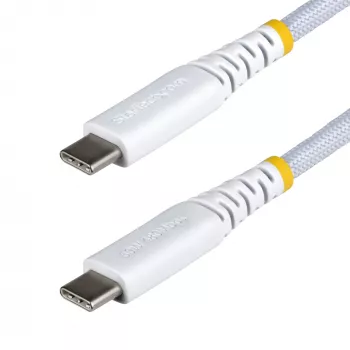 StarTech.com Λευκό καλώδιο φόρτισης USB-C 3m (10ft), 60W (3A) PD, διπλή πλεκτή επένδυση νάιλον/TPE, ανθεκτικό καλώδιο φόρτισης USB-C, καλώδιο φορτιστή laptop USB 2.0