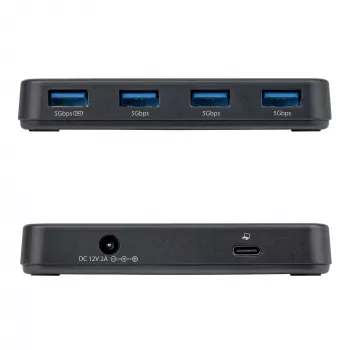 StarTech.com Hub USB-A 4 θυρών, 5 Gbit/s, αυτοτροφοδοτούμενο, καλώδιο host 2 σε 1 USB-C και USB-A, 1x θύρα φόρτισης BC 1.2, τροφοδοτικό 24W περιλαμβάνεται, MacBook και Windows