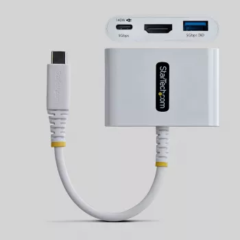 StarTech.com Πολυθύρα προσαρμογέας USB-C σε HDMI με φόρτιση PD 140W, HDMI 4K 60Hz, hub USB 5Gbit/s, mini-dock για MacBook / Dell / Thinkpad / HP / iPad / tablets