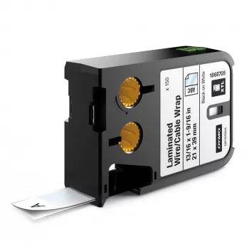 DYMO XTL Επικαλυμμένη σήμανση σύρματος/καλωδίου | 21 mm x 39 mm | Μαύρο σε λευκό