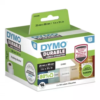DYMO Original LabelWriter Durable Ετικέτες | 25mm x 89mm | Λευκό Poly | 2 ρολά x 350 (700 αυτοκόλλητες ετικέτες) | Υψηλής απόδοσης | Για εκτυπωτές ετικετών LabelWriter