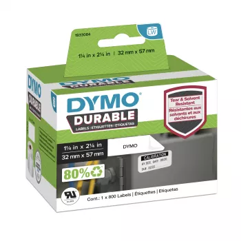 DYMO Original LabelWriter Durable Ετικέτες | 57 mm x 32 mm | Λευκό Poly | 800 αυτοκόλλητες ετικέτες | Υψηλής απόδοσης | Για εκτυπωτές ετικετών LabelWriter
