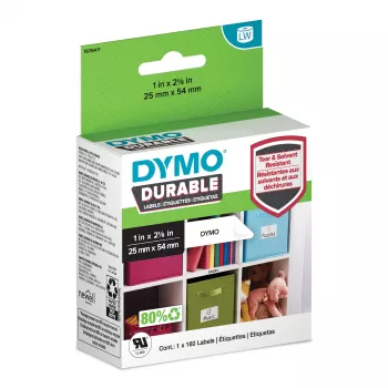 DYMO Original LabelWriter Durable Ετικέτες | 25 mm x 54 mm | Λευκό Poly | 160 αυτοκόλλητες ετικέτες | Υψηλής απόδοσης | Για εκτυπωτές ετικετών LabelWriter