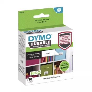 DYMO Original LabelWriter Durable Ετικέτες | 25 mm x 54 mm | Λευκό Poly | 160 αυτοκόλλητες ετικέτες | Υψηλής απόδοσης | Για εκτυπωτές ετικετών LabelWriter