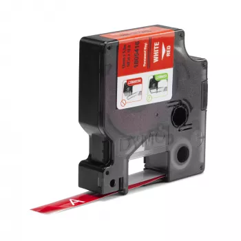 DYMO Rhino Βιομηχανικές ετικέτες βινυλίου | 12 mm x 5,5 m | Λευκή εκτύπωση σε κόκκινο | Αυτοκόλλητες | για εκτυπωτές ετικετών LabelManager & Rhino