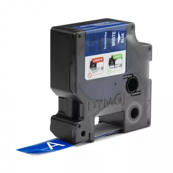 DYMO Rhino Βιομηχανικές ετικέτες βινυλίου | 19 mm x 5,5 m | Λευκή εκτύπωση σε μπλε | Αυτοκόλλητες | για εκτυπωτές ετικετών LabelManager & Rhino