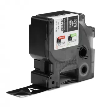 DYMO Rhino Βιομηχανικές ετικέτες βινυλίου | 24 mm x 5,5 m | Λευκή εκτύπωση σε μαύρο | Αυτοκόλλητες | για εκτυπωτές ετικετών LabelManager & Rhino