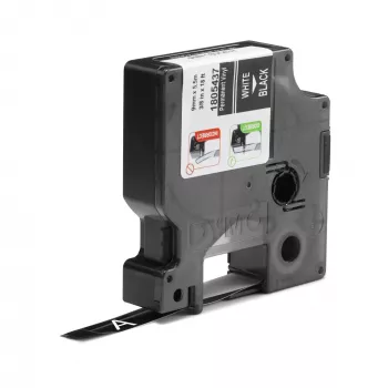 DYMO Rhino Βιομηχανικές ετικέτες βινυλίου | 9 mm x 5,5 m | Λευκή εκτύπωση σε μαύρο | Αυτοκόλλητες | για εκτυπωτές ετικετών LabelManager & Rhino