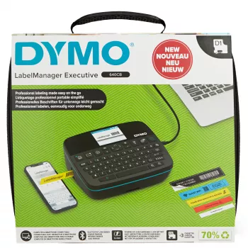 DYMO LabelManager Executive 640 CB Φορητός εκτυπωτής ετικετών κιτ με θήκη μεταφοράς και 3 κασέτες ετικετών | Συμπαγής εκτυπωτής ετικετών QWERTY | Συνδεσιμότητα Bluetooth & USB | Συμβατός με ετικέτες D1