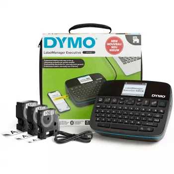 DYMO LabelManager Executive 640 CB Φορητός εκτυπωτής ετικετών κιτ με θήκη μεταφοράς και 3 κασέτες ετικετών | Συμπαγής εκτυπωτής ετικετών QWERTY | Συνδεσιμότητα Bluetooth & USB | Συμβατός με ετικέτες D1