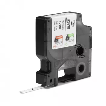 DYMO Rhino Βιομηχανικοί σωλήνες ετικετών καλωδίων θερμοσυρρίκνωσης | 6mm x 1,5m | Μαύρη εκτύπωση σε λευκό | για εκτυπωτές ετικετών Rhino