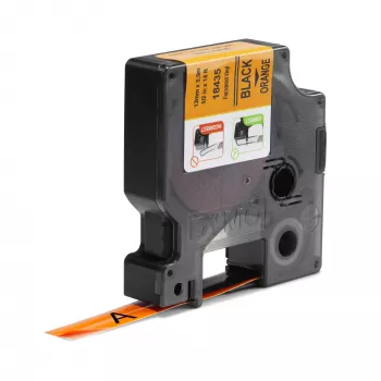DYMO Rhino Βιομηχανικές Βινυλικές Ετικέτες | 12 mm x 5,5 m | Μαύρη εκτύπωση σε πορτοκαλί | Αυτοκόλλητες | για εκτυπωτές ετικετών Rhino & LabelManager