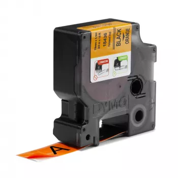 DYMO Rhino Βιομηχανικές Βινυλικές Ετικέτες | 19 mm x 5,5 m | Μαύρη εκτύπωση σε πορτοκαλί | Αυτοκόλλητες | για εκτυπωτές ετικετών Rhino & LabelManager