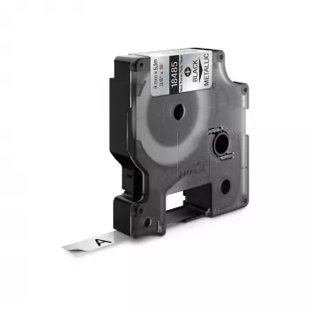 DYMO Rhino Βιομηχανικές Μόνιμες Πολυεστερικές Ετικέτες | 9 mm x 5,5 m | Μαύρη εκτύπωση σε μεταλλικό | Αυτοκόλλητες | για εκτυπωτές ετικετών Rhino & LabelManager