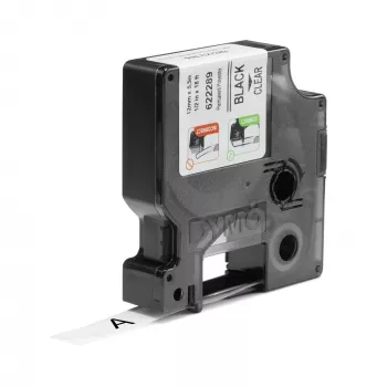 DYMO Rhino Βιομηχανικές Μόνιμες Πολυεστερικές Ετικέτες | 12 mm x 5,5 m | Μαύρη εκτύπωση σε διαφανές | Αυτοκόλλητες | για εκτυπωτές ετικετών LabelManager & Rhino
